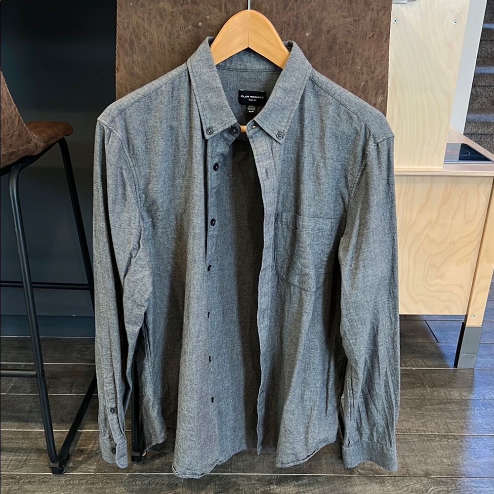 Men's Gray Button-Up Shirt by Club Monaco